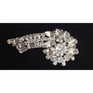 vintage Juliana Comet Clear Rhinestone Brooch Silvertone